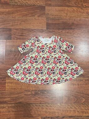 Sew Sassy - Floral Swing Dress in Red & Cream